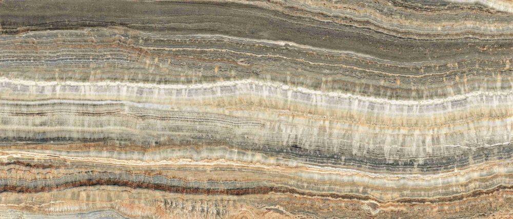 Florim Slab Program Eccentric Luxe Caramel porcelain slab 47x110 glossy finish marble look
